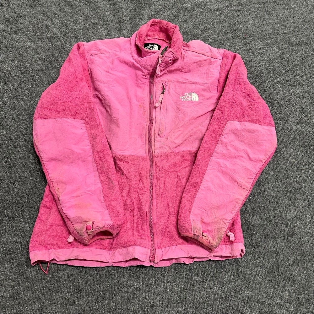 The North Face Fleece Jacket Womens XXL Pink Denali Full Zip Outdoor Stained